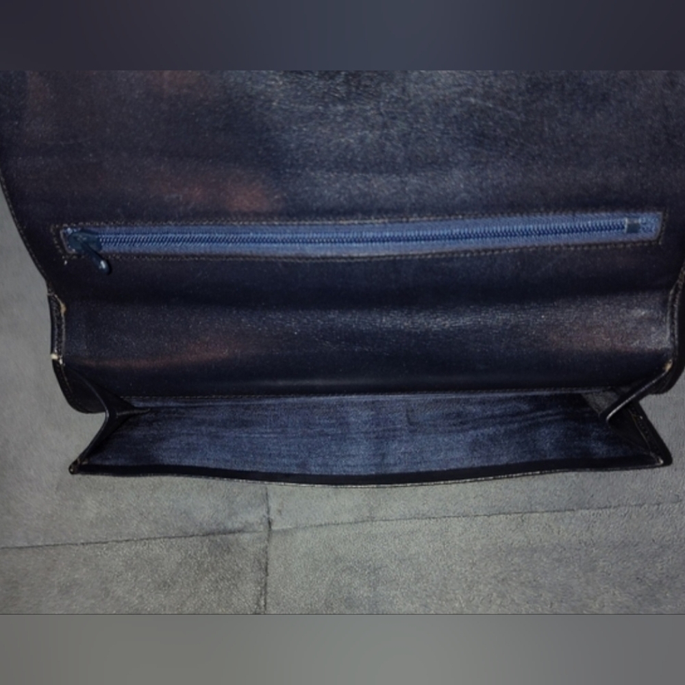 NWOT VINTAGE GIVENCHY NAVY BLUE MONOGRAM BI-FOLD SNAP LONG WALLET WITH DUSTBAG - Picture 14 of 14